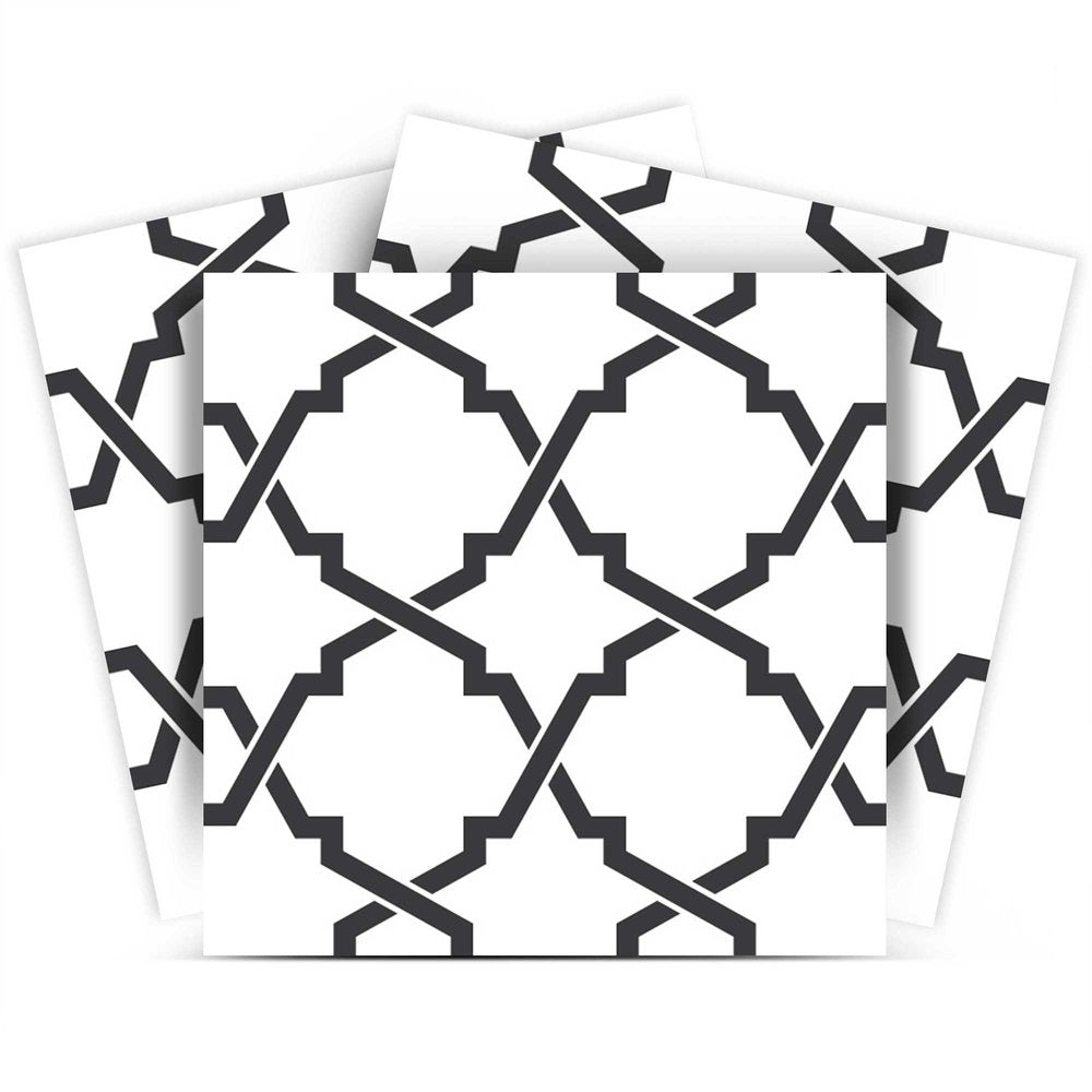 4" X 4" Black and White Prism Peel and Stick Removable Tiles HomeRoots