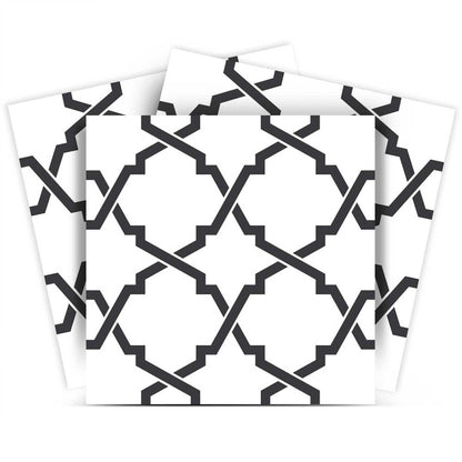 4" X 4" Black and White Prism Peel and Stick Removable Tiles HomeRoots
