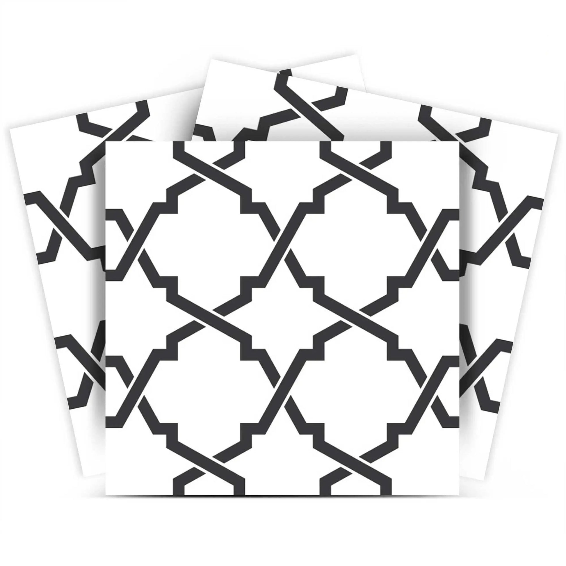4" X 4" Black and White Prism Peel and Stick Removable Tiles HomeRoots