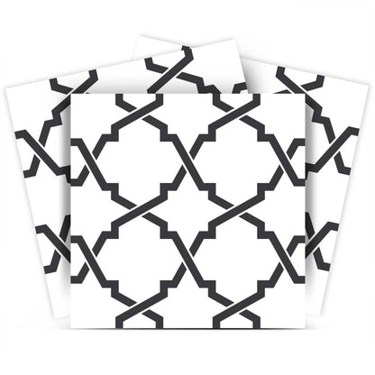 4" X 4" Black and White Prism Peel and Stick Removable Tiles HomeRoots