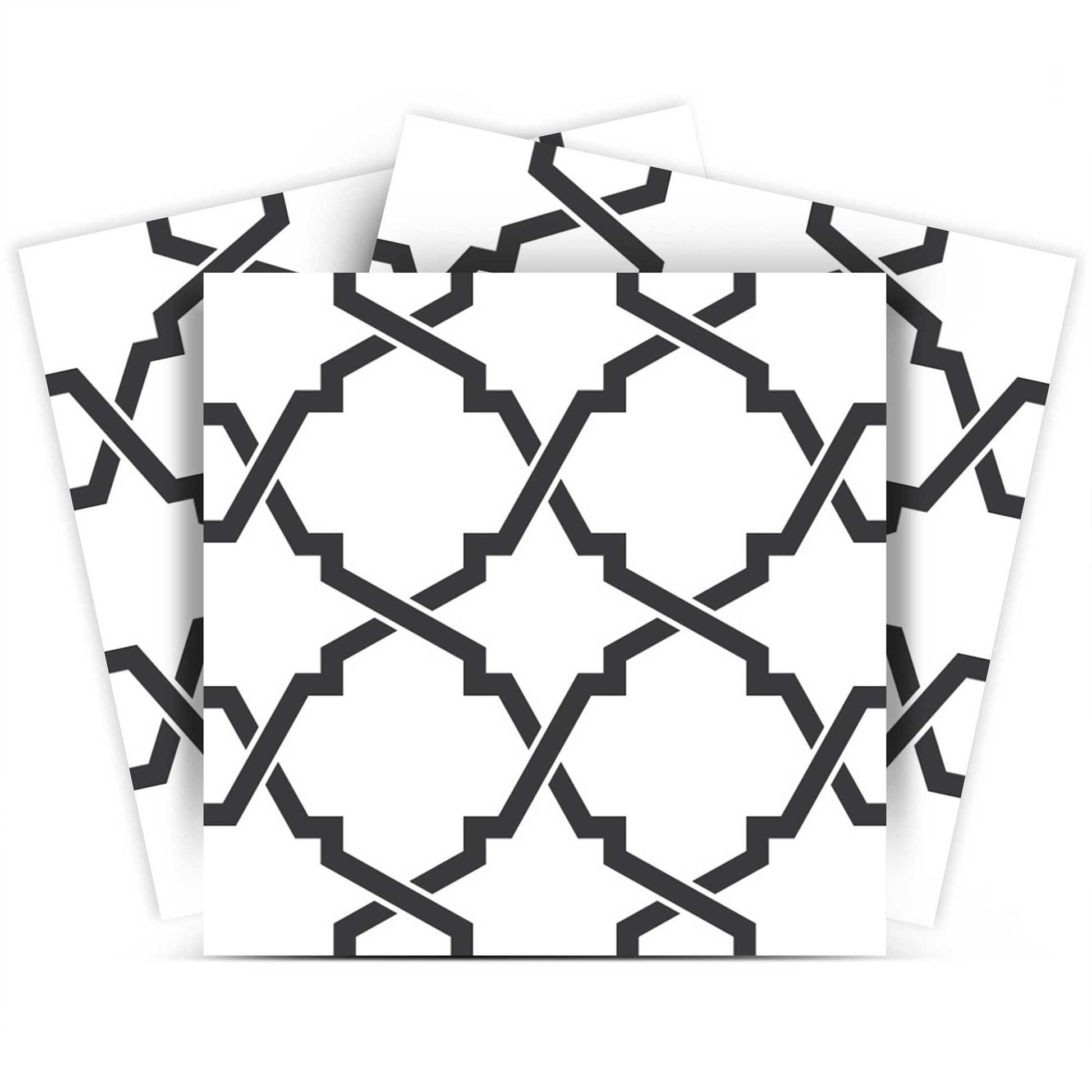 4" X 4" Black and White Prism Peel and Stick Removable Tiles HomeRoots