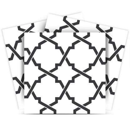 4" X 4" Black and White Prism Peel and Stick Removable Tiles HomeRoots