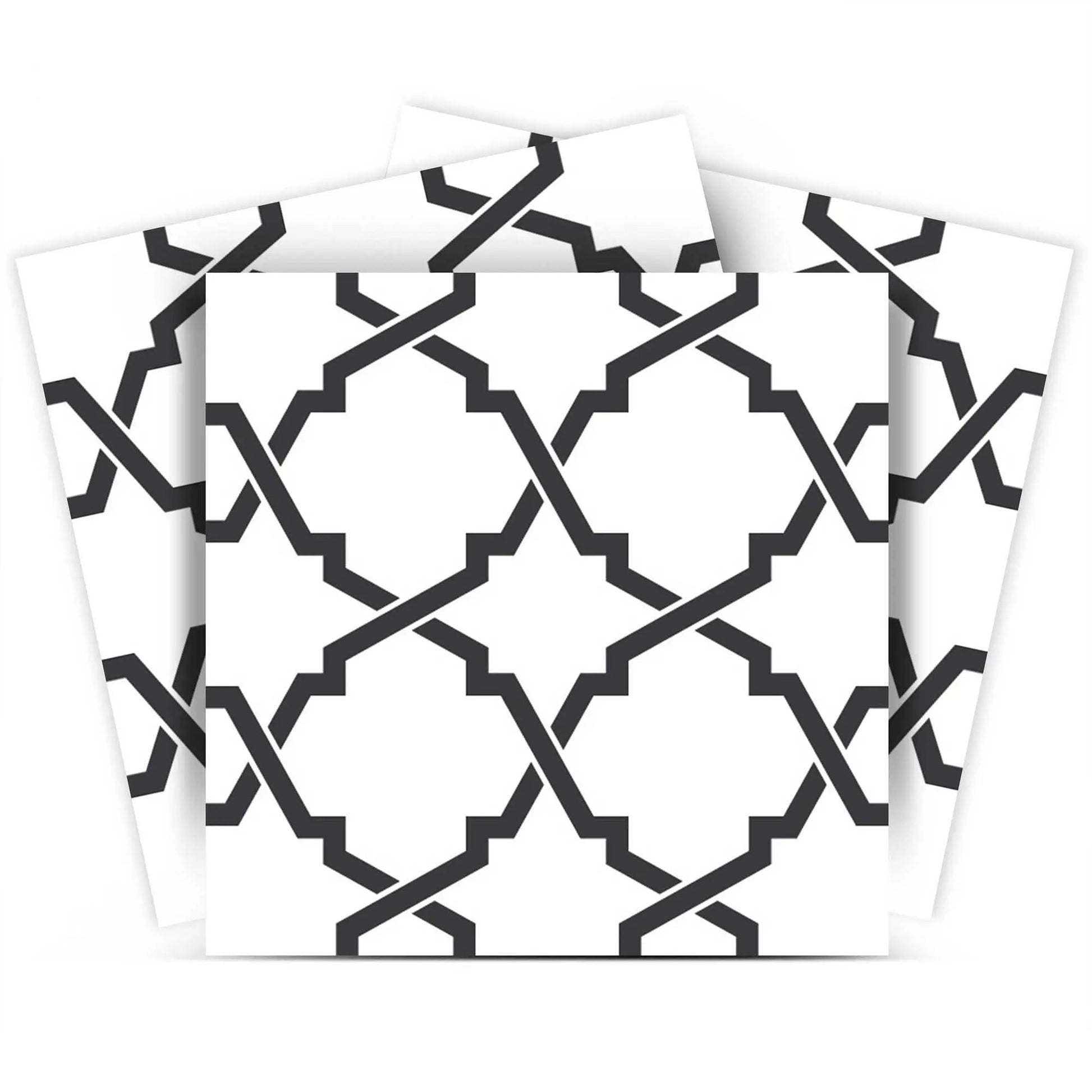 4" X 4" Black and White Prism Peel and Stick Removable Tiles HomeRoots