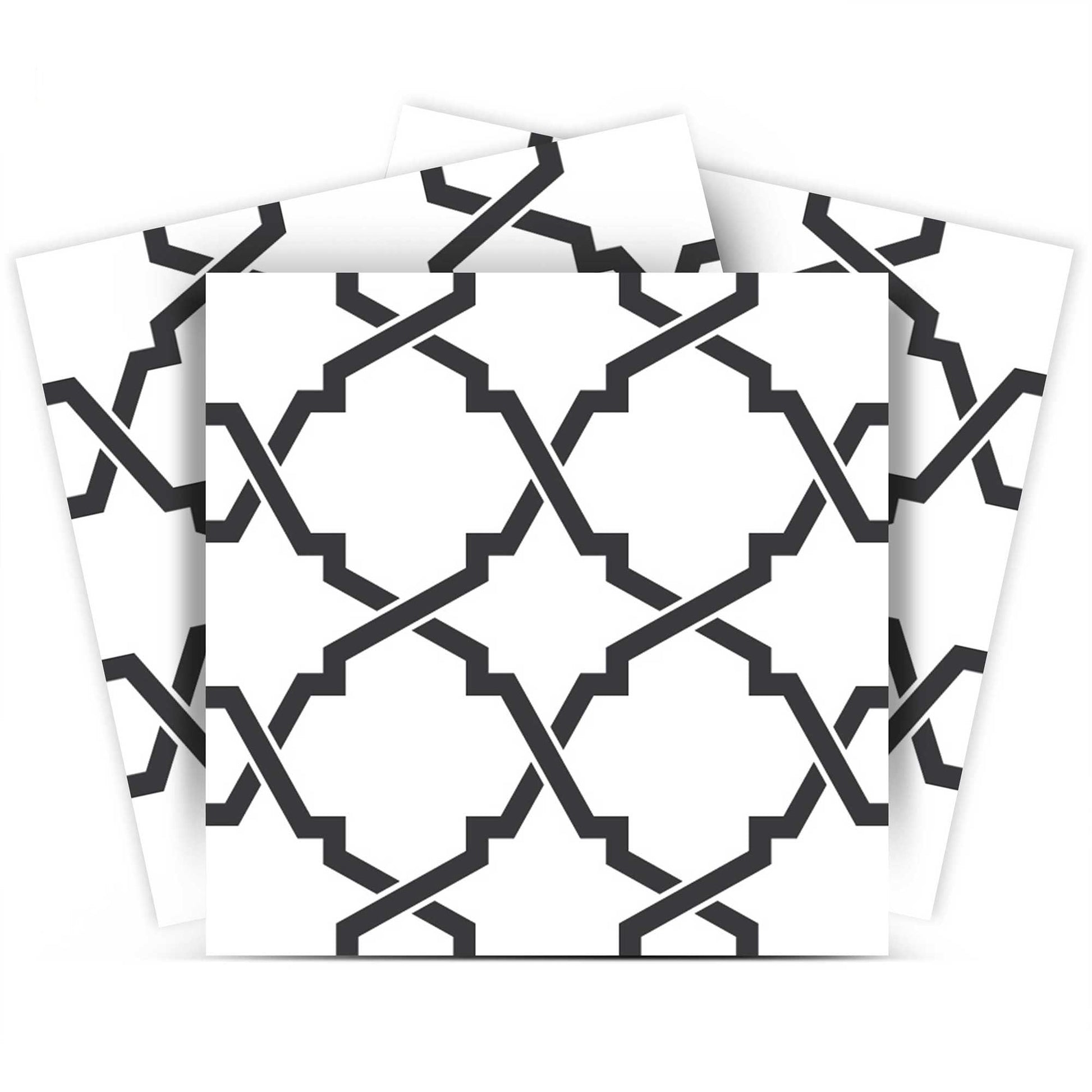 4" X 4" Black and White Prism Peel and Stick Removable Tiles HomeRoots