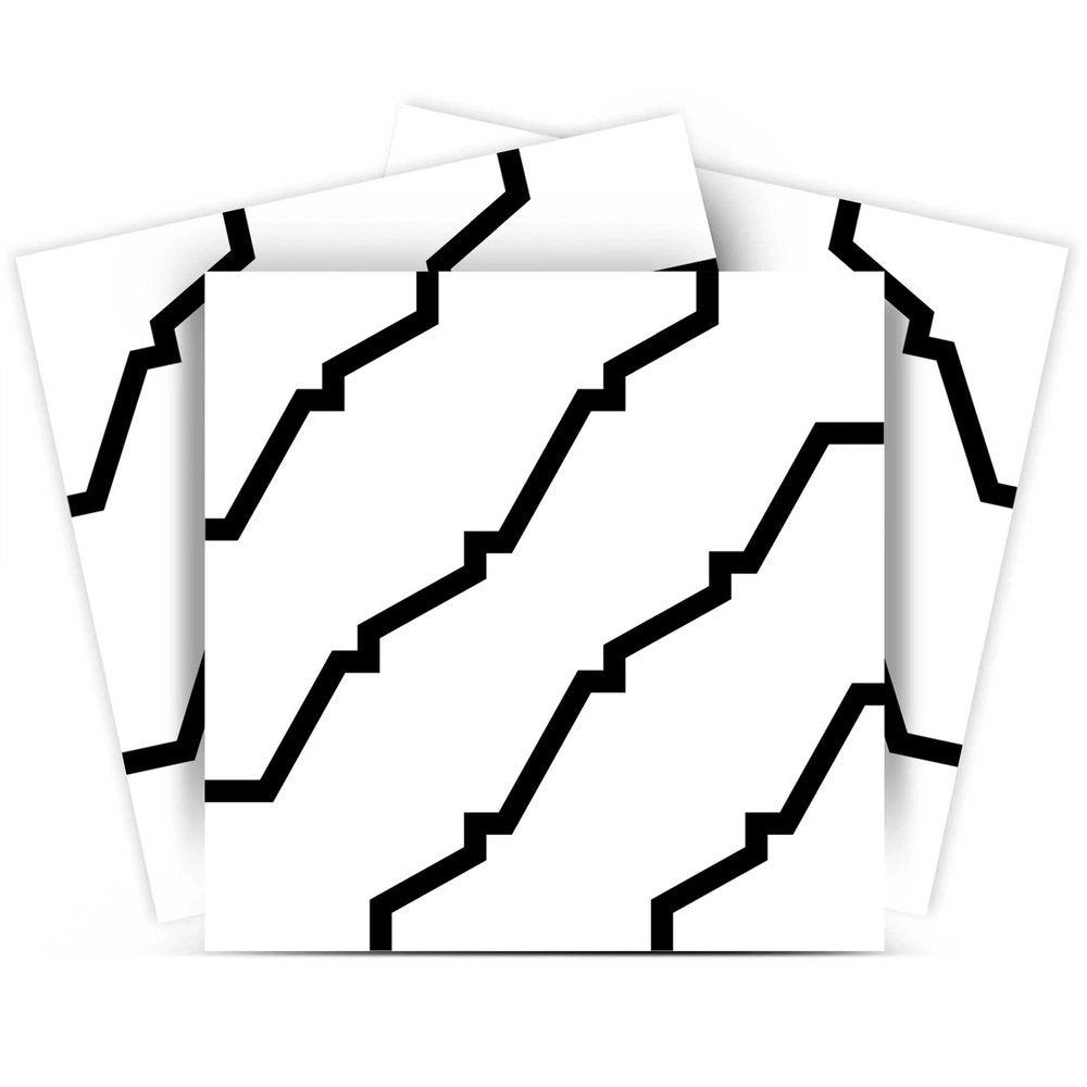 4" X 4" Black and White XL Prism Peel and Stick Removable Tiles HomeRoots