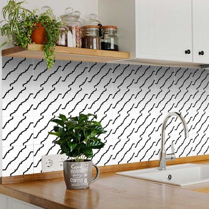 4" X 4" Black and White XL Prism Peel and Stick Removable Tiles HomeRoots