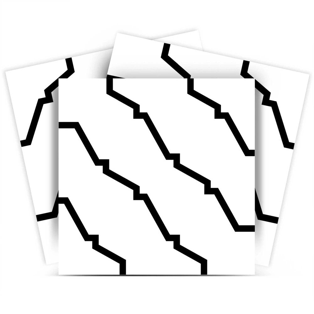 4" X 4" Black and White XL Prism Peel and Stick Removable Tiles HomeRoots