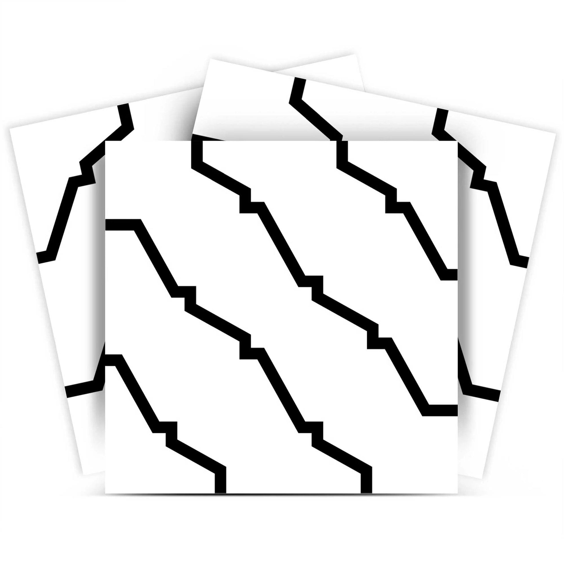 4" X 4" Black and White XL Prism Peel and Stick Removable Tiles HomeRoots