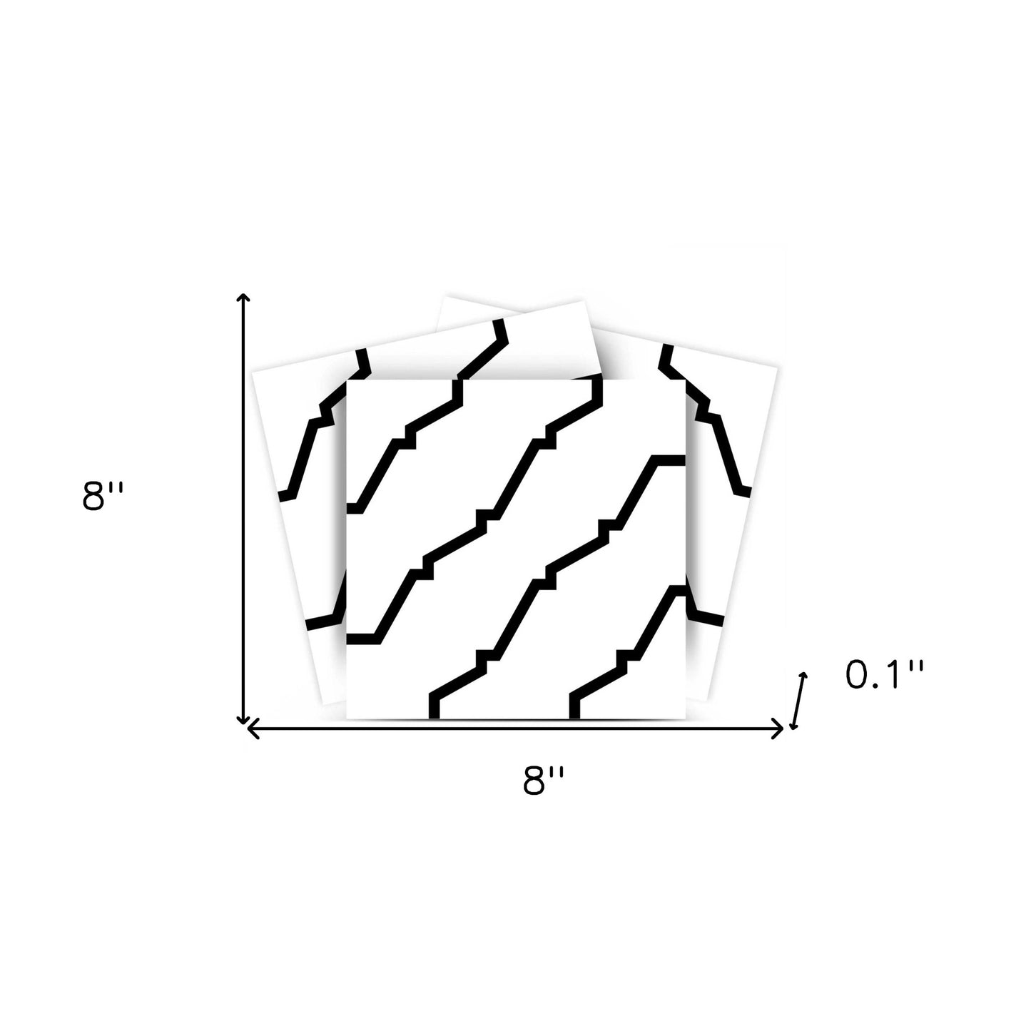 8" X 8" Black and White XL Prism  Peel and Stick Removable Tiles