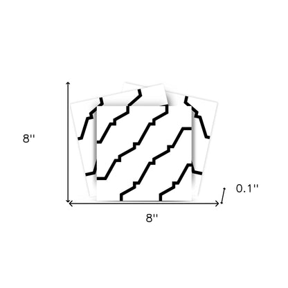 4" X 4" Black and White XL Prism Peel and Stick Removable Tiles HomeRoots