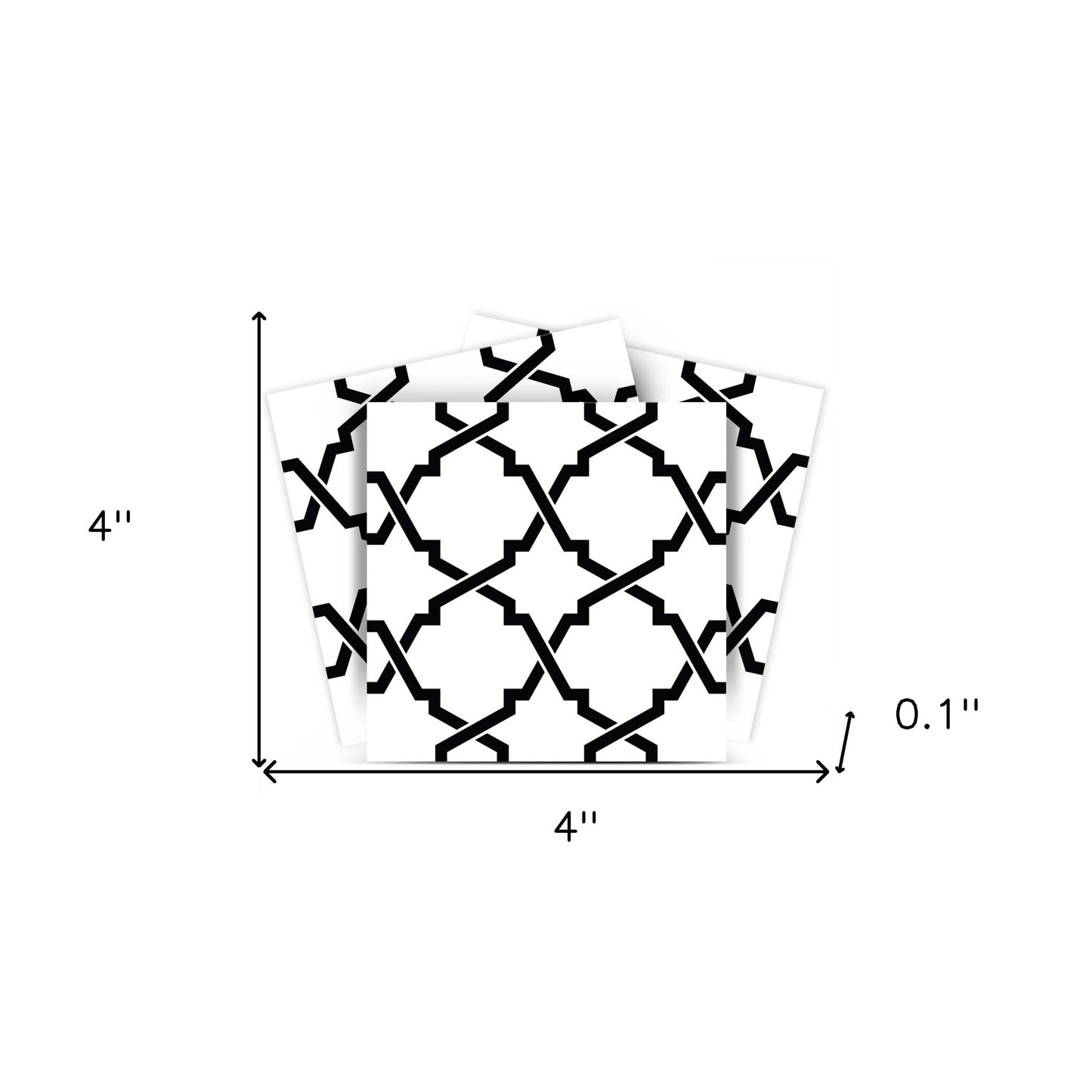 4" X 4" Black and White Quatrefoil Peel and Stick Tiles