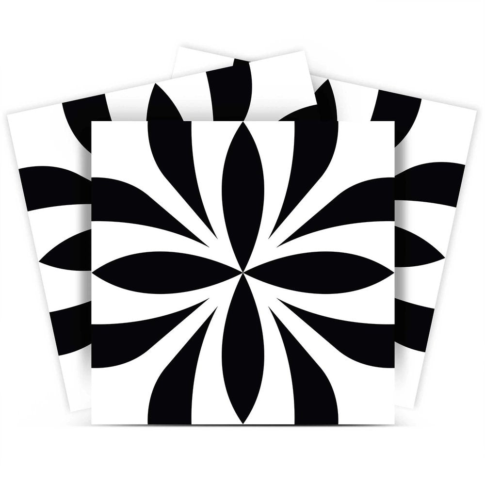 8" X 8" Black and White Colla Peel and Stick Removable Tiles HomeRoots