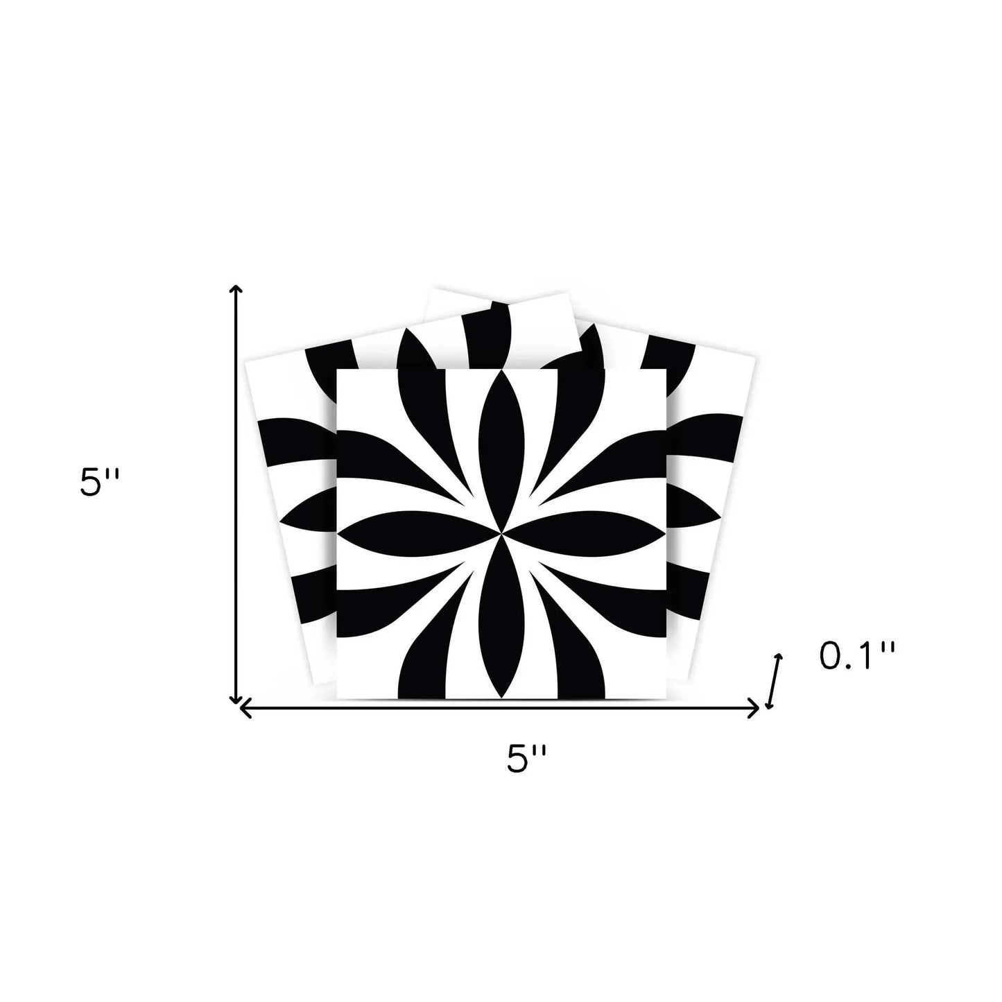 8" X 8" Black and White Colla Peel and Stick Removable Tiles HomeRoots