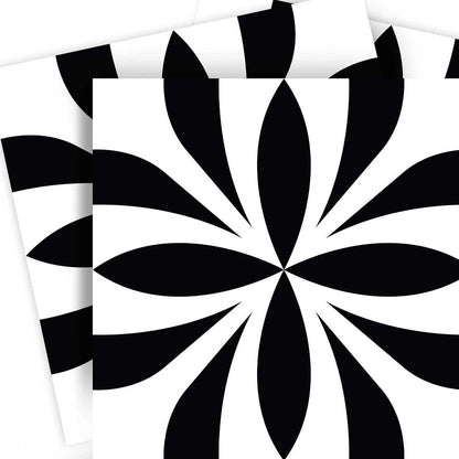 5" X 5" Black and White Colla Peel and Stick Removable Tiles