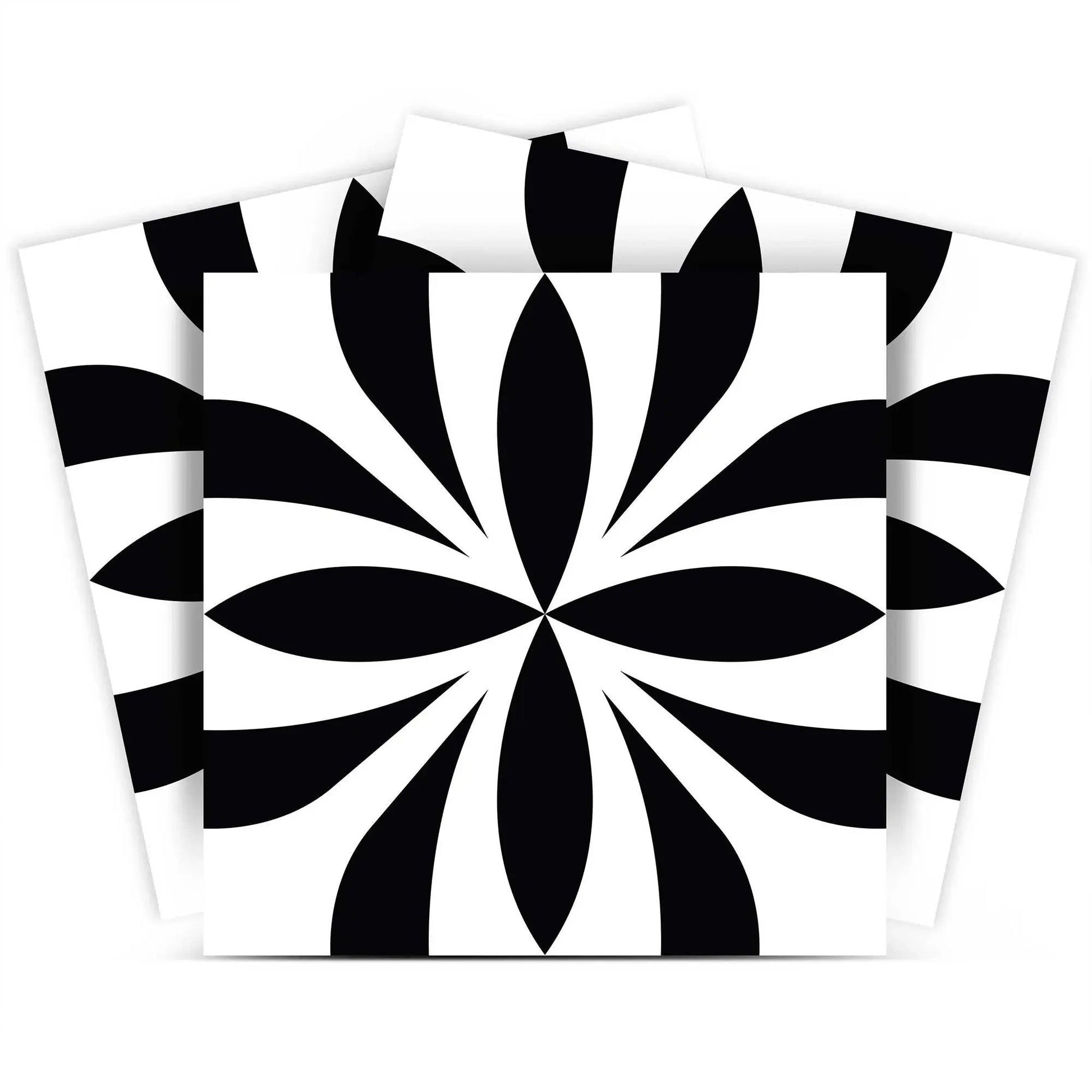 8" X 8" Black and White Colla Peel and Stick Removable Tiles HomeRoots