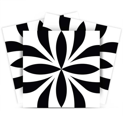 8" X 8" Black and White Colla Peel and Stick Removable Tiles HomeRoots
