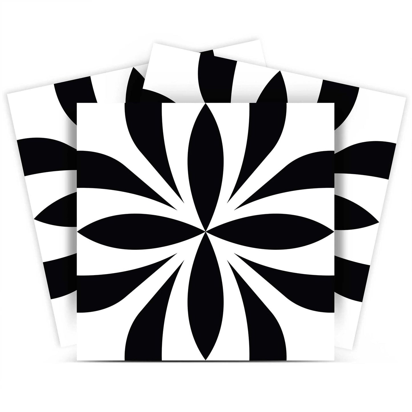 8" X 8" Black and White Colla Peel and Stick Removable Tiles HomeRoots