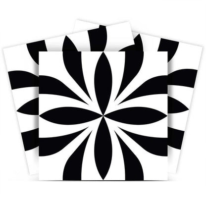 8" X 8" Black and White Colla Peel and Stick Removable Tiles HomeRoots