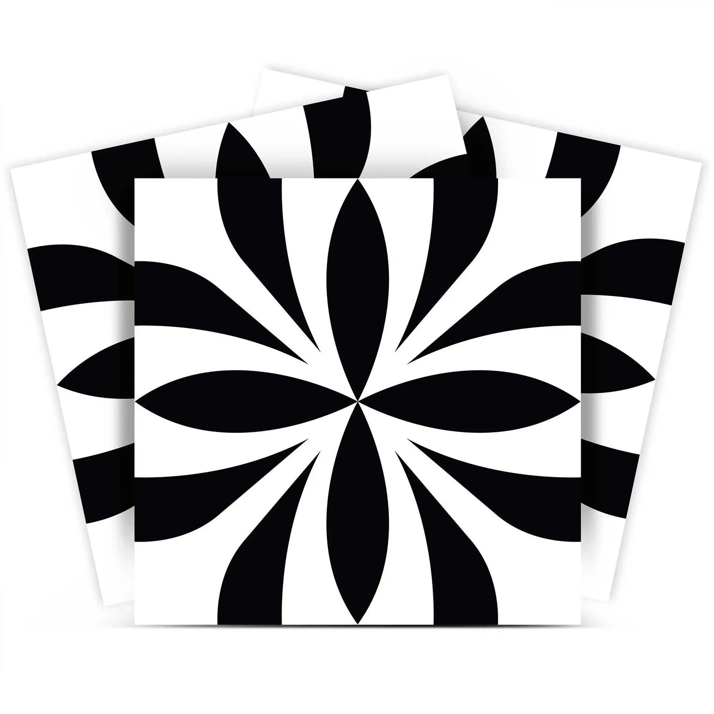 8" X 8" Black and White Colla Peel and Stick Removable Tiles HomeRoots