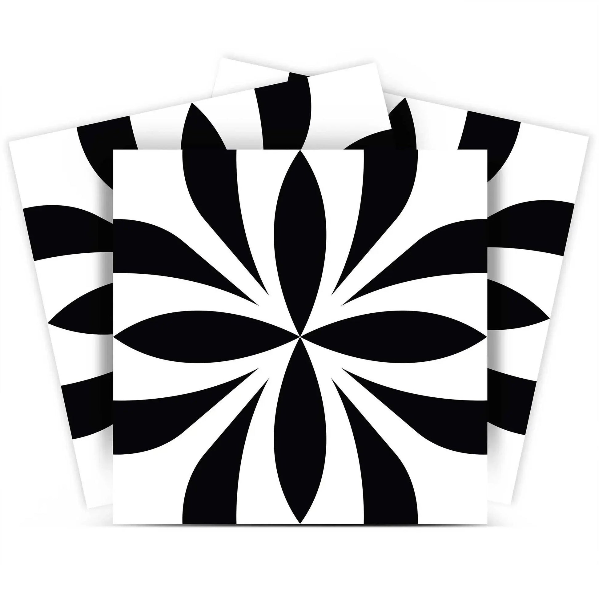 8" X 8" Black and White Colla Peel and Stick Removable Tiles HomeRoots