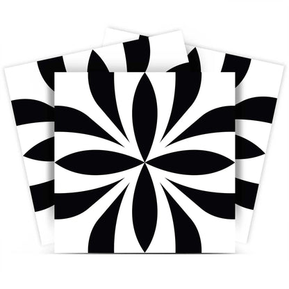 8" X 8" Black and White Colla Peel and Stick Removable Tiles HomeRoots