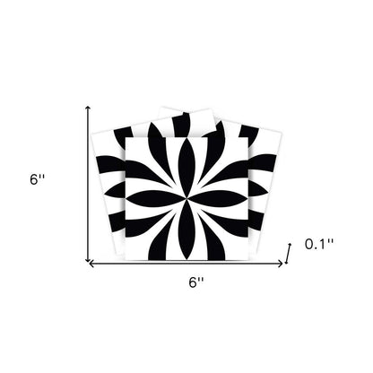 8" X 8" Black and White Colla Peel and Stick Removable Tiles HomeRoots