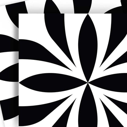 8" X 8" Black and White Colla Peel and Stick Removable Tiles HomeRoots
