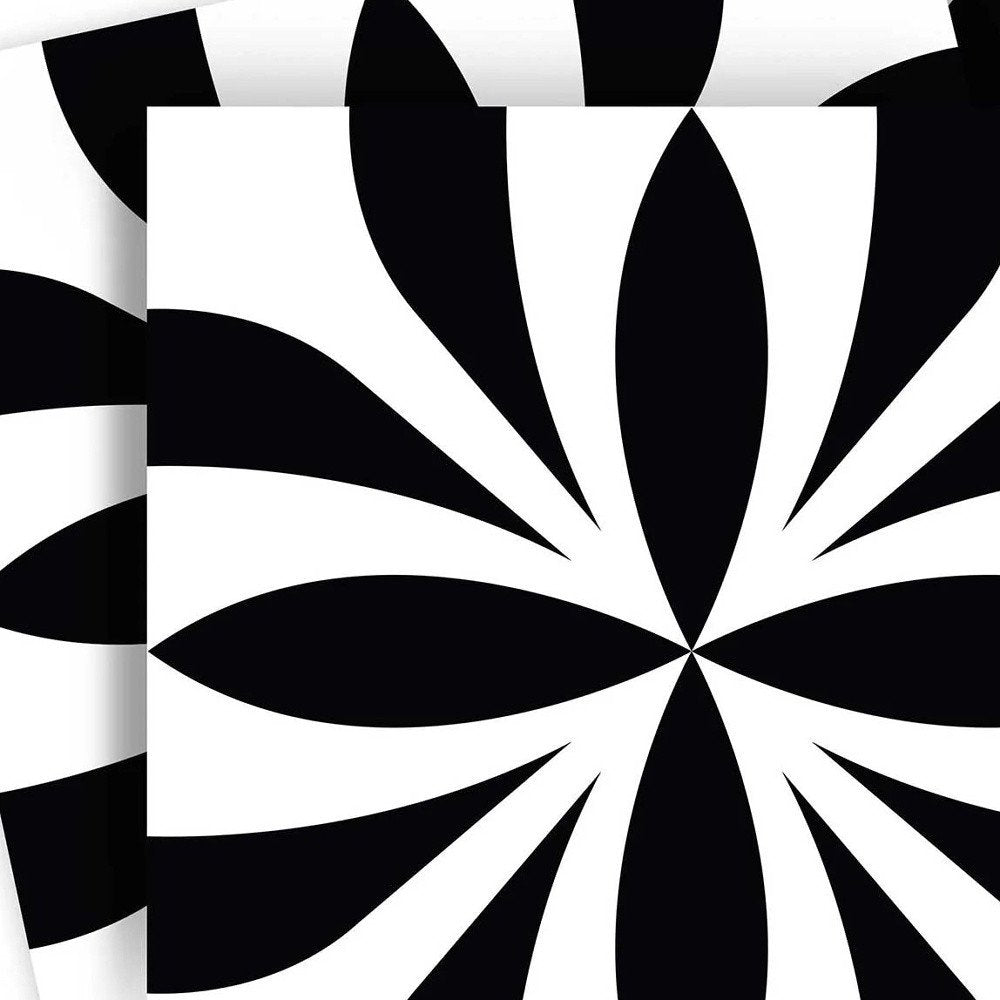 8" X 8" Black and White Colla Peel and Stick Removable Tiles HomeRoots