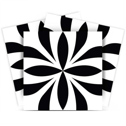 8" X 8" Black and White Colla Peel and Stick Removable Tiles HomeRoots