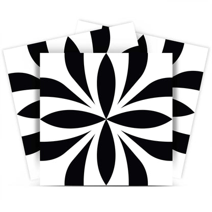 8" X 8" Black and White Colla Peel and Stick Removable Tiles HomeRoots