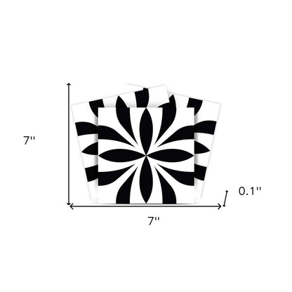 8" X 8" Black and White Colla Peel and Stick Removable Tiles HomeRoots