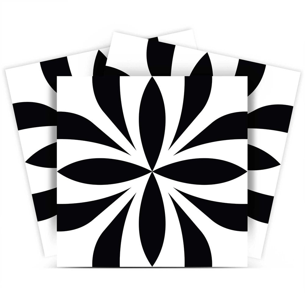 8" X 8" Black and White Colla Peel and Stick Removable Tiles HomeRoots