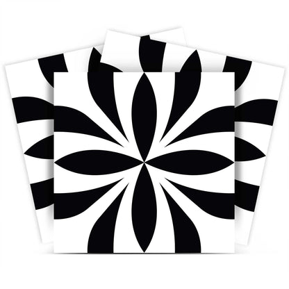 8" X 8" Black and White Colla Peel and Stick Removable Tiles HomeRoots