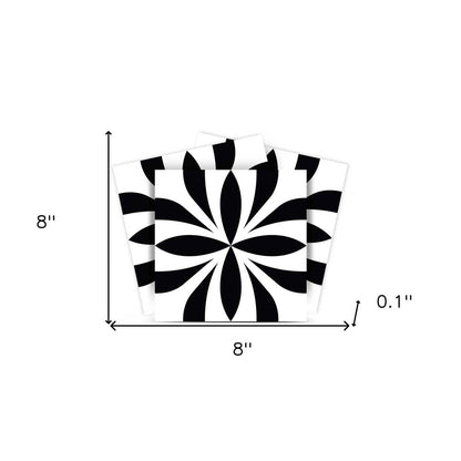 8" X 8" Black and White Colla Peel and Stick Removable Tiles HomeRoots