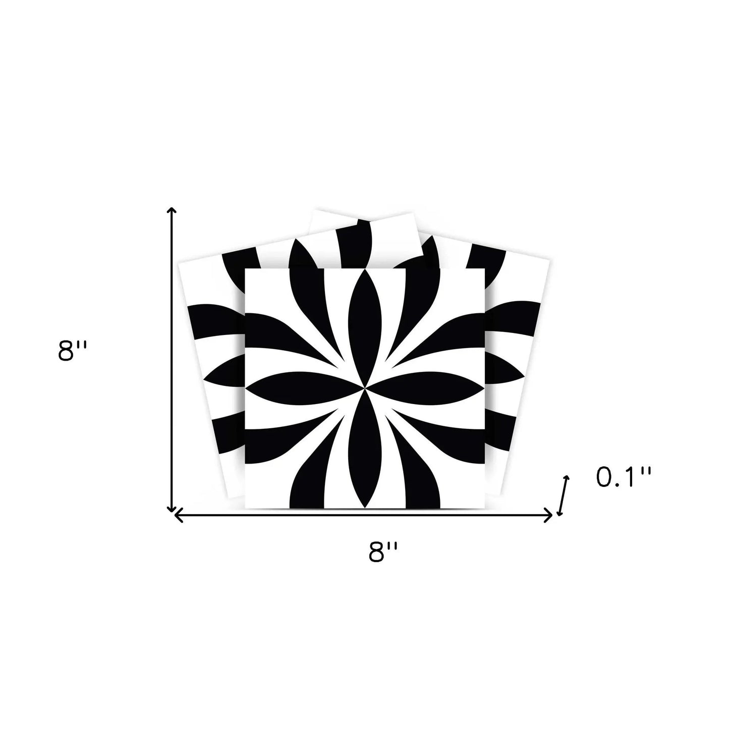 8" X 8" Black and White Colla Peel and Stick Removable Tiles HomeRoots