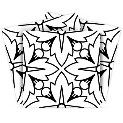 4" X 4" White and Black Cross Peel and Stick Removable Tiles HomeRoots