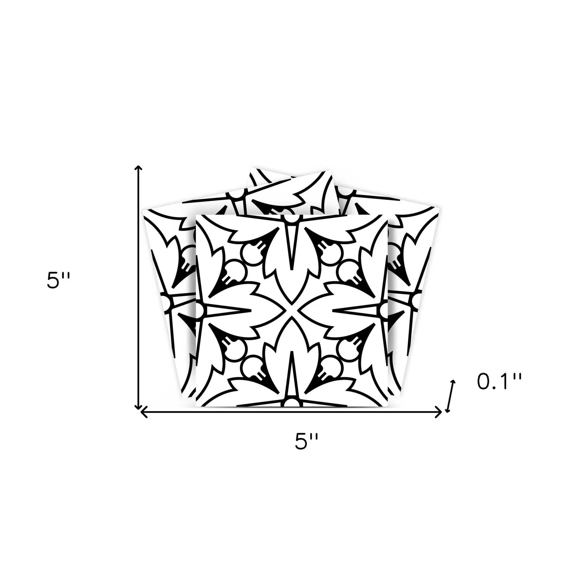 4" X 4" White and Black Cross Peel and Stick Removable Tiles HomeRoots