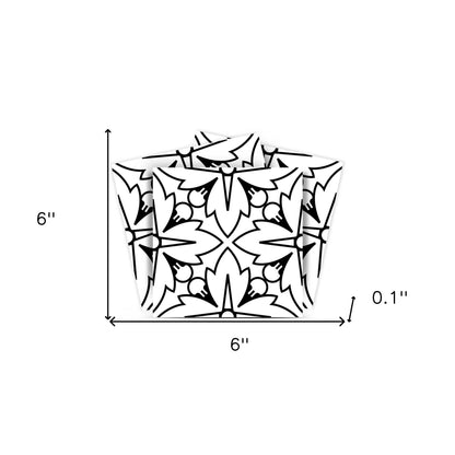 4" X 4" White and Black Cross Peel and Stick Removable Tiles HomeRoots
