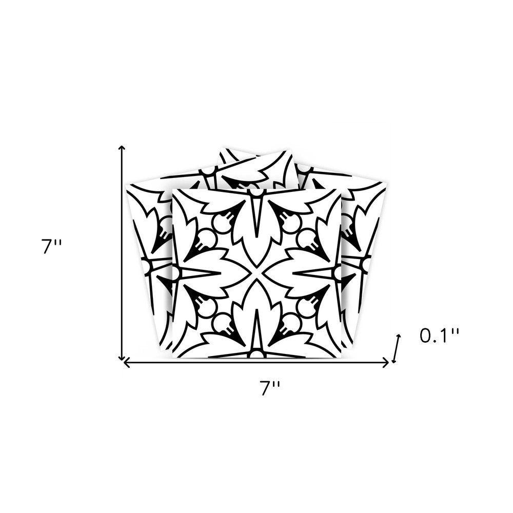 4" X 4" White and Black Cross Peel and Stick Removable Tiles HomeRoots
