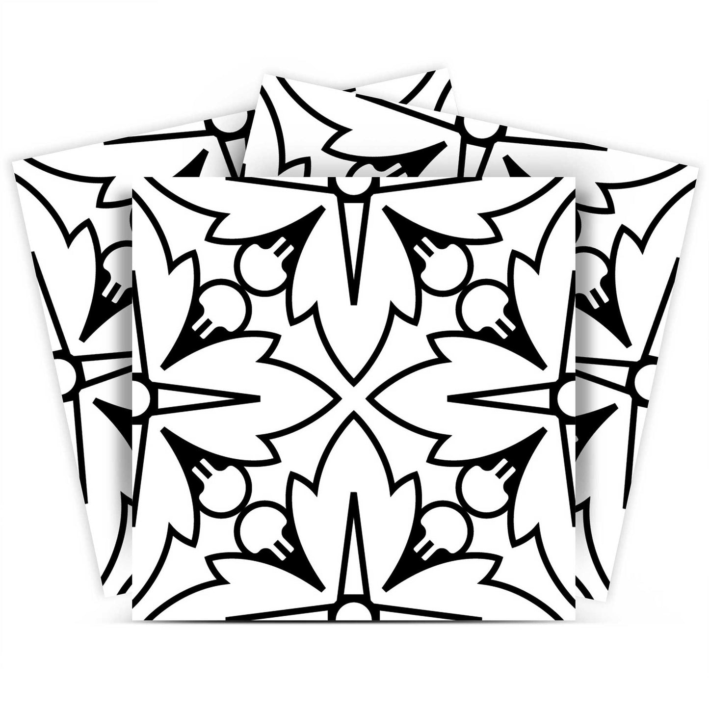 4" X 4" White and Black Cross Peel and Stick Removable Tiles HomeRoots