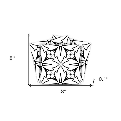 4" X 4" White and Black Cross Peel and Stick Removable Tiles