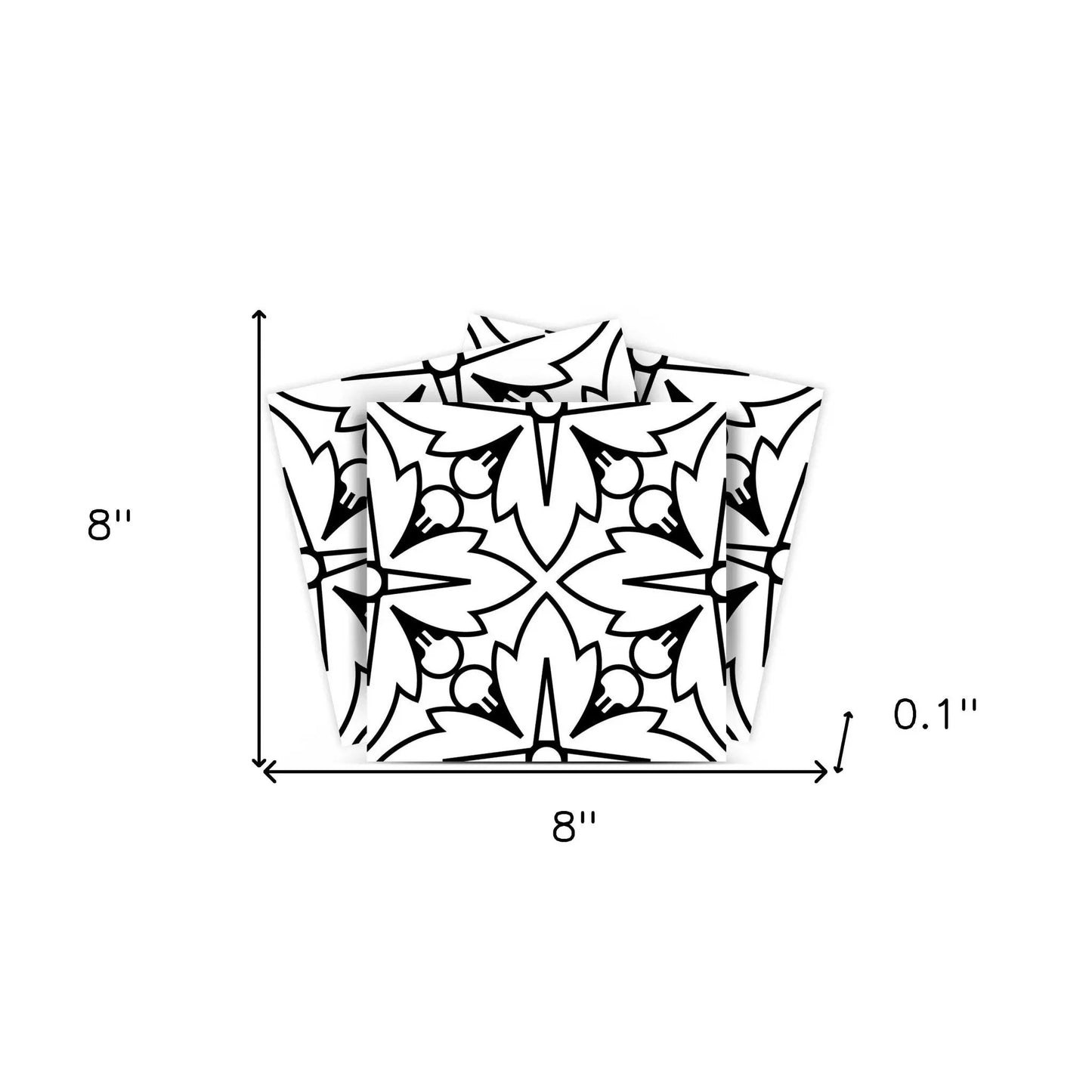 4" X 4" White and Black Cross Peel and Stick Removable Tiles HomeRoots