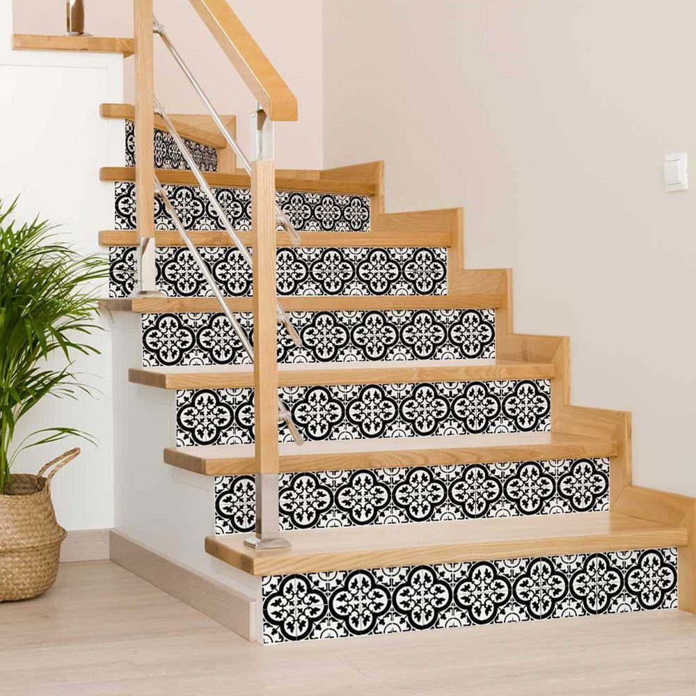 7" x 7" Black And White Peel And Stick Removable Tiles HomeRoots