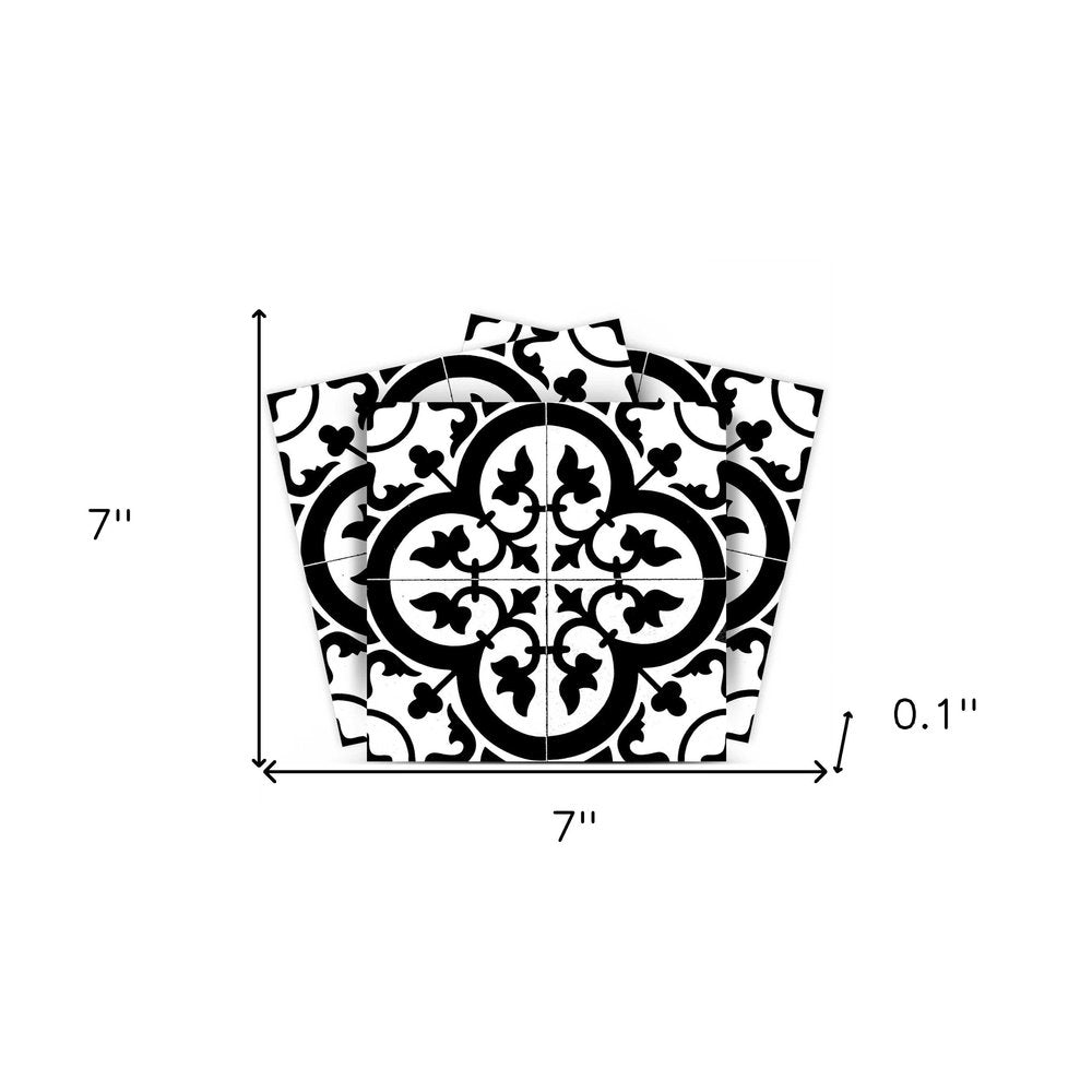 4" X 4" Black and White Roka Peel and Stick Removable Tiles HomeRoots