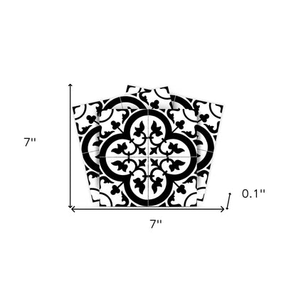 4" X 4" Black and White Roka Peel and Stick Removable Tiles HomeRoots