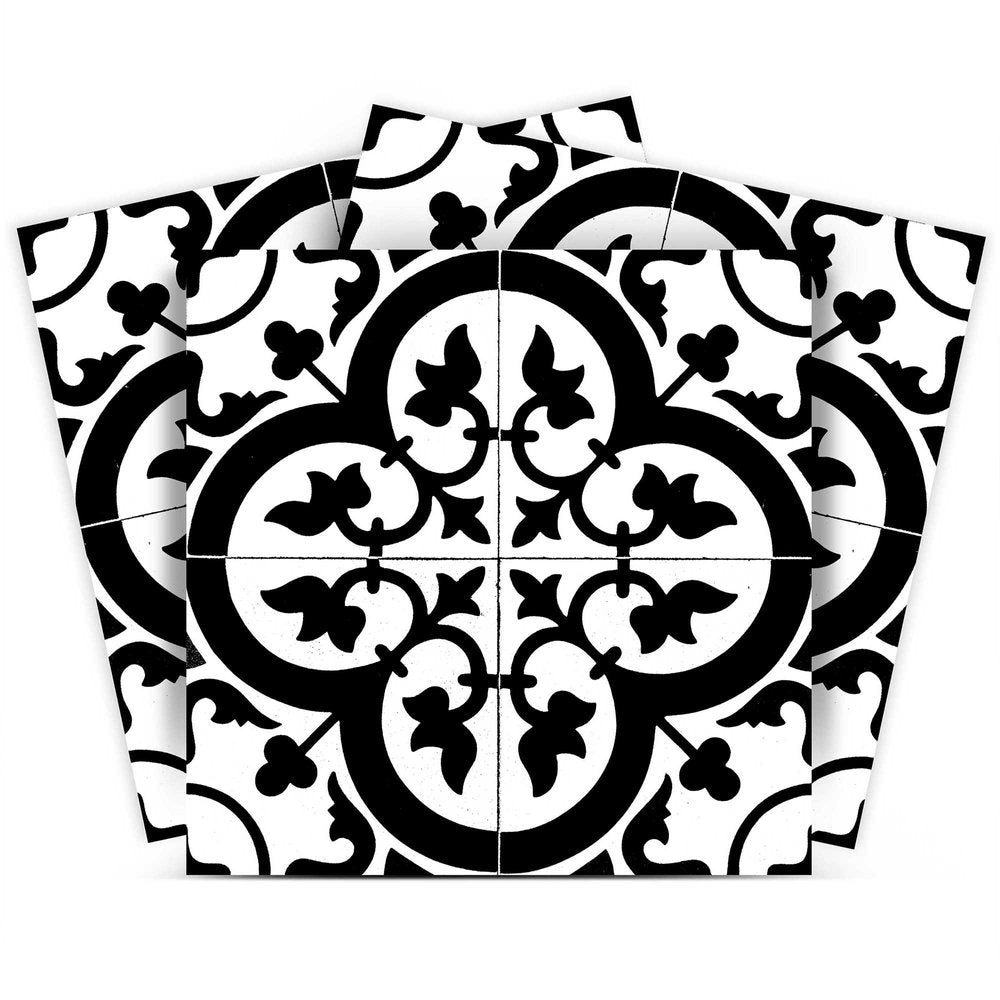 4" X 4" Black and White Roka Peel and Stick Removable Tiles HomeRoots