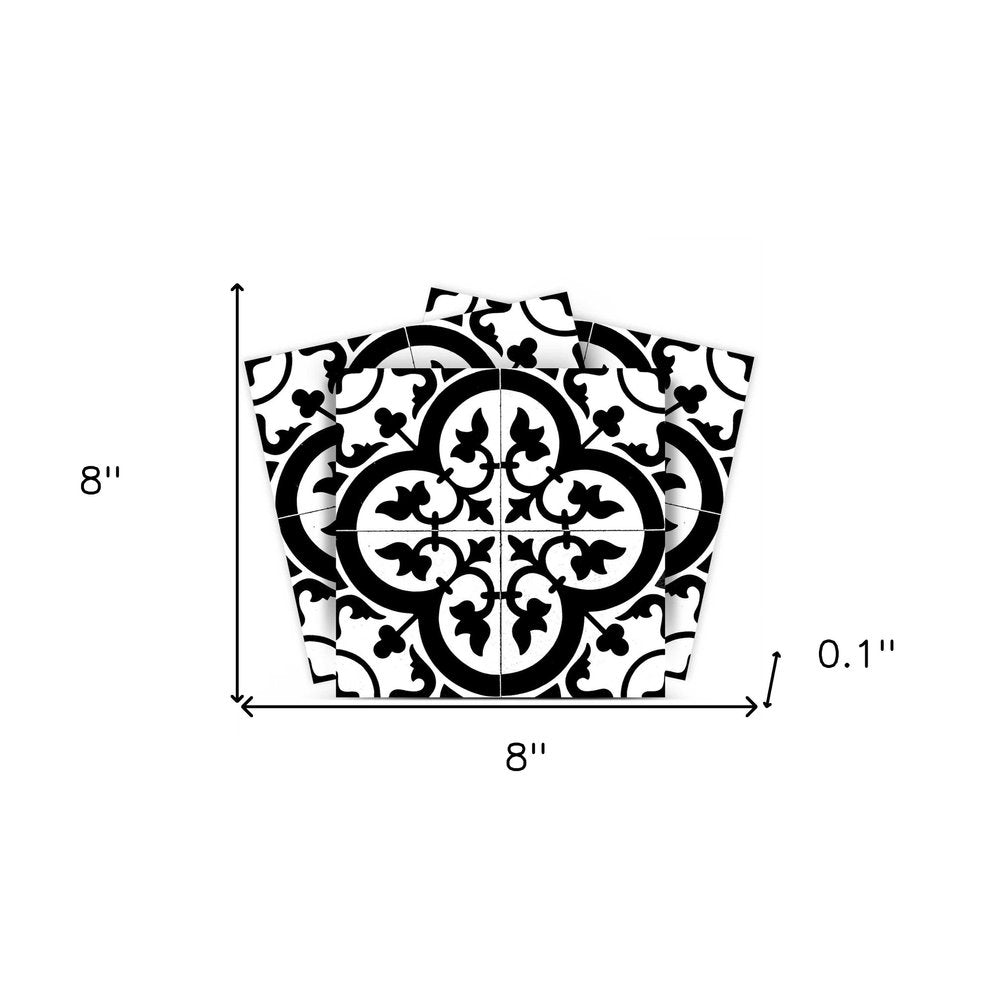 4" X 4" Black and White Roka Peel and Stick Removable Tiles HomeRoots