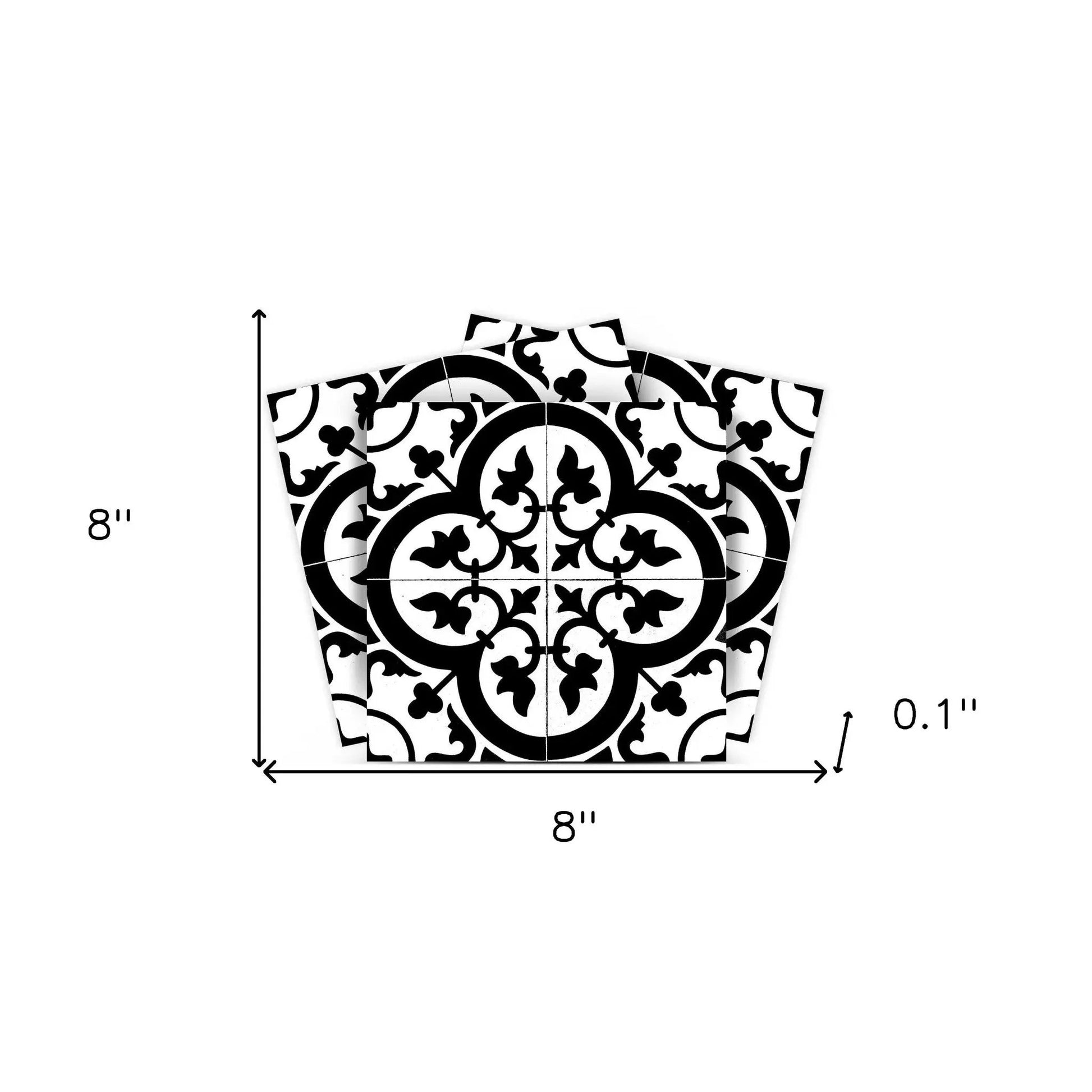 4" X 4" Black and White Roka Peel and Stick Removable Tiles HomeRoots