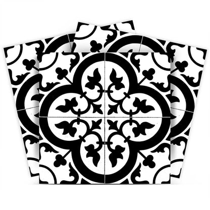 4" X 4" Black and White Roka Peel and Stick Removable Tiles HomeRoots