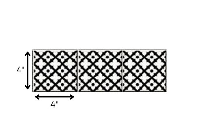 4" X 4" Black and White Dia Peel and Stick Removable Tiles HomeRoots